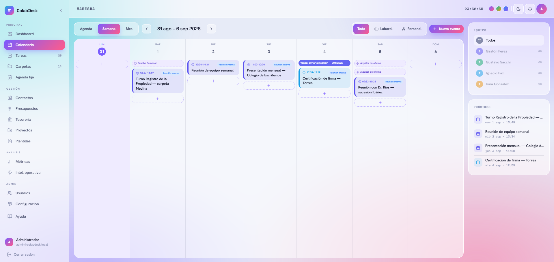 Calendario — Semana