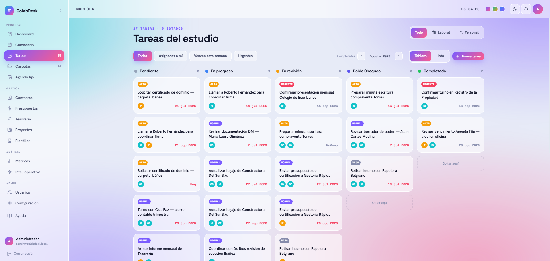 Tareas — Tablero